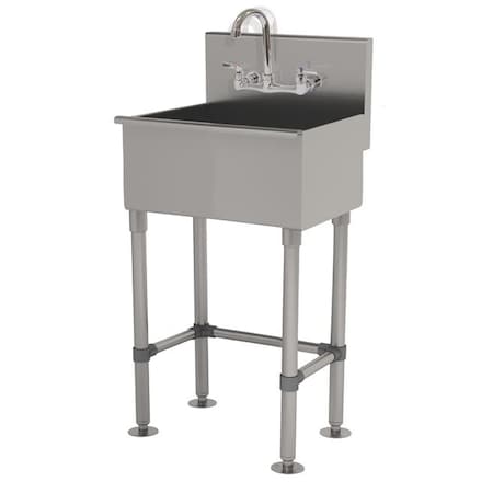 Advance Tabco 18x17.5 16 Ga. 304 SS Floor Mt Square Corner Svc Sink - Faucet Incl WSS-14-21-FM-F